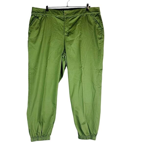Lane Bryant Womans Sz 20 Plus Pants Green Comfort Waist Pockets - Picture 1 of 9